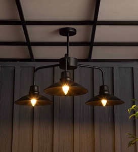 Wholesale Industrial Barn Chandelier Bulk Matte <b>Black</b> Pendant <b>Light</b> Factory Price Retro Metal <b>Shade</b> Hanging Lamp - Product Image 3