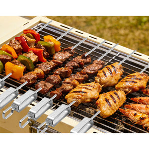 Hanging Tikka Barbecue Flat Metal <strong>Meat</strong> Solid Steel Kabab Maker <strong>Cocktail</strong> Wire Flexible Grill 35cm BBQ <strong>Skewer</strong> - Product Image 5