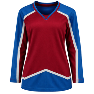 Maillot de hockey sur glace pour femmes, bordeaux et bleu ciel, style équipe, respirant, chemise de hockey athlétique à manches longues, uniforme de hockey performant - Product Image 2