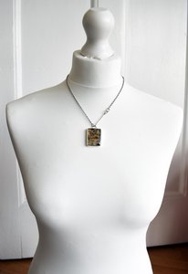 Pendentif artisanal en agate du Montana plaqué or, en argent sterling recyclé, élégant, avec pierre précieuse, cadeau de fiançailles - Product Image 3