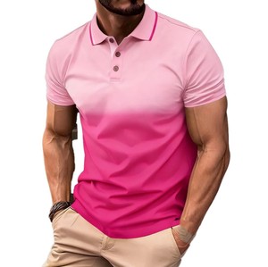 Polo de Hombre Morado con Bloques de Color, Manga Corta, Tejido, Diseño Sólido Informal, Cierre de Botones, Diseño Personalizado 2026 - Product Image 2