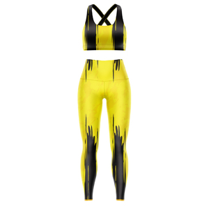 Ensemble de yoga et fitness 2 pièces pour femmes : Soutien-gorge de sport et legging imprimés par sublimation – Vêtements décontractés de sport et de gym en gros - Product Image 1