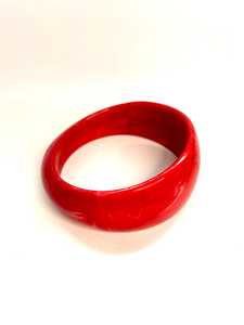Handmade Red Marble Resin Bangle Chunky Wide Convex Dome Plain Solid Resin Craft <b>Ruby</b> Statement Cuff <b>Bracelet</b> - Product Image 5