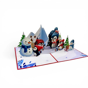 Wholesale Merry Christmas Penguin Christmas Pop-Up Card 3D Pop Angel <b>Paper</b> Art Gift Custom Bulk Orders <b>Handmade</b> Holiday Greeting - Product Image 5