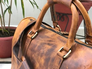 กระเป๋าเดินทางหนังแท้ Workshop Direct รุ่น Retro Duffle Weekender ขนาด 36-55 ลิตร ปิดซิป  กระเป๋าถือขึ้นเครื่องบิน ทนทาน รุ่น LDB-0221 - Product Image 5