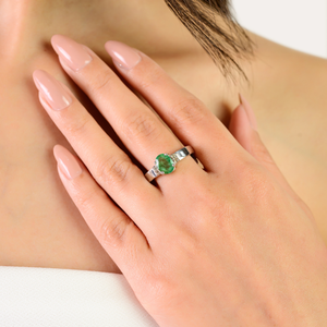 Classy Single Stone Authentic <b>Emerald</b> May Birthstone Gemstone 925 Sterling <b>Silver</b> Handmade <b>Ring</b> For Women's Party Wear Jewelry - Product Image 4
