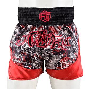 กางเกงขาสั้นออกกำลังกายแบบครึ่งเอวสำหรับทุกเพศกางเกงฝึก MMA แบบไทยผ้าโพลีเอสเตอร์100% เป็นมิตรกับสิ่งแวดล้อมกันน้ำขายส่งโลโก้ที่กำหนดเอง - Product Image 3