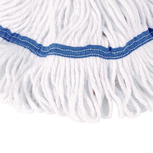Cabezal de fregona de algodón blanco de calidad premium con hilo de fibra cortada y banda superior ancha, autoescurrible, duradero, tamaño personalizado - Product Image 6