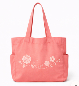 Sacs fourre-tout en toile de plage de haute qualité pour femmes, sac fourre-tout en toile de coton brodé avec logo, sac à bandoulière en toile - Product Image 1