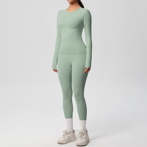 Conjunto Deportivo para Mujer, Transpirable, Ligero, Sólido, sin Costuras, para Yoga, Gimnasio, Ejercicio, Sujetador Deportivo y Leggings de Cintura Alta - Product Image 3