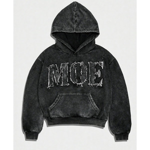 Sweat-shirts à capuche personnalisés pour hommes, effet délavé, broderie, coton lourd, streetwear, fabricant OEM, marque privée - Product Image 3