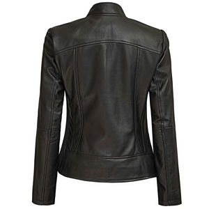 Chaqueta de Cuero para Motocicleta Estilo Urbano OEM para Mujer, Otoño/Invierno, Transpirable, Resistente al Viento, de Secado Rápido, Ecológica, Color Personalizable - Product Image 4