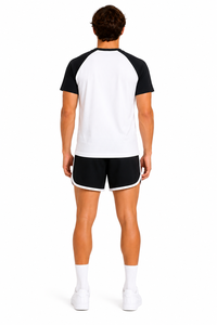 Men's Premium Black and <b>White</b> Raglan Sleeve T Shirt with Star Print Soft Breathable Fabric Regular Fit Casual <b>Tee</b> Lightweight - Product Image 3