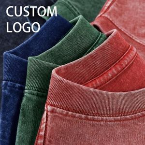 เสื้อยืดโอเวอร์ไซส์ลายโลโก้แบบกำหนดเองสำหรับผู้ชาย สไตล์วินเทจ ลุคสตรีทแวร์ ทรงหลวม ผ้าฝ้าย 100% แขนสั้น เรียบง่าย แฟชั่น - Product Image 1