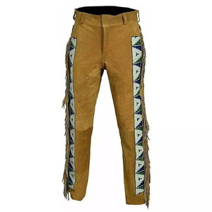 Pantalon d'hiver imperméable en daim marron pour homme SALVA LEATHER, coupe droite, poches, fermeture éclair, taille mi-haute, léger, style décontracté - Product Image 1