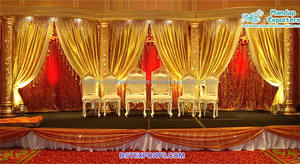 Scène de mariage dorée de Style église Sri Lankan, scène de mariage religieuse du sud, imperméable, de couleur dorée - Product Image 4