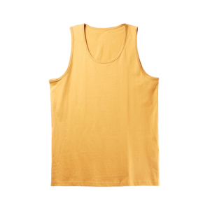 Débardeur en tricot perlé 100 % coton respirant à col mandarin de couleur unie pour homme, style décontracté, jaune moutarde - Product Image 5