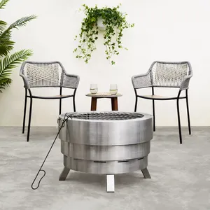 Brasero Premium Hecho a Mano con Elegante Acabado Negro para Espacios Exteriores Modernos, Brasero Grande de Acero Inoxidable sin Humo - Product Image 4