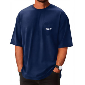 Camiseta Deportiva Extra Grande para Hombre, a la Moda, de Color Sólido, Teñida, Resistente a la Decoloración, con Etiqueta Privada Personalizada - Product Image 6