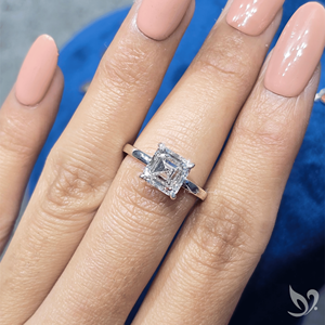 IGI Certified 3CT Asscher Cut Lab Grown Diamond Solitaire <b>Ring</b> 10K White Gold <b>Statement</b> <b>Ring</b> - Product Image 5