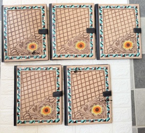 Personalized Designer Hand Tooled Portfolio <b>File</b> <b>Folder</b> Binder Multi-function Business Notebook Genuine Leather Snap Padfolios - Product Image 6
