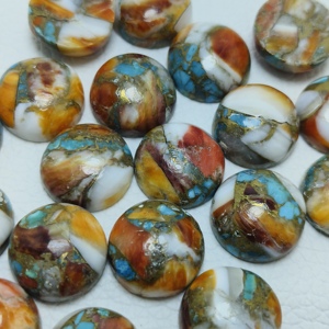 Cabochon de pierre précieuse Turquoise Oyster à taille ronde, en vrac, 5mm/6mm/7mm/8mm/10mm/12mm/13mm/14mm/15mm/16mm/18mm/20mm/22mm/24mm/25mm - Product Image 6