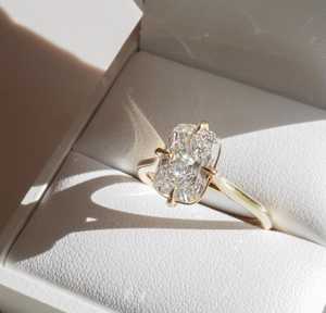 Signet 3.02CT Cushion Cut Diamond Elongated <b>Ring</b> 14K Yellow Gold Lab Grown for Unisex IGI Certified Romantic <b>Proposal</b> Gift Her - Product Image 2
