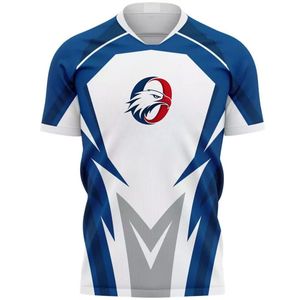 Ensemble de maillots de football bleu roi et blanc, uniforme de football personnalisé, vêtements de sport respirants pour équipe, maillot en polyester performant, OEM - Product Image 1