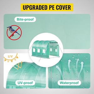 Serre tunnel portable 9,8 x 6,6 x 6,6 pieds avec arceaux en acier galvanisé, 1 poutre supérieure et poteaux diagonaux pour jardins et espaces de culture - Product Image 5