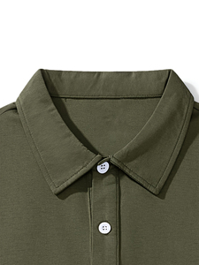 Camiseta Polo Blanca Oversize para Hombre, Color Sólido, Corte Holgado, Manga Corta, Textura Acanalada, Cómoda y Casual - Product Image 3