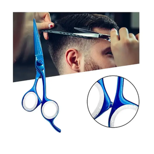 Ciseaux de coiffure professionnels en titane bleu de 6,5 pouces, ciseaux de coupe de cheveux manuels en métal pour barbier, ciseaux de coiffure pour hommes - Product Image 5