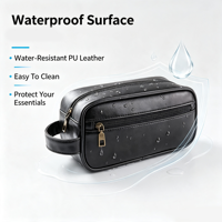 Sac de voyage personnalisé en cuir PU imperméable avec fermeture éclair, poignée souple, capacité moyenne, pour cosmétiques, portable pour homme