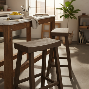 Tabouret de bar haut en bois d'hévéa massif, rond, moderne, minimaliste, mobilier de maison durable et léger - Product Image 5