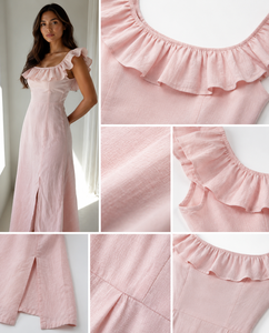 Women's Bohemian Collarless Woven Fabric Maxi <b>Dress</b> Sleeveless High Waist Pockets <b>Ruffles</b> Leisure Beach Summer Loose Fit - Product Image 6