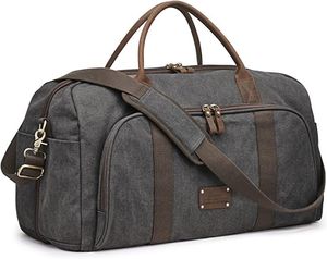Bolsa de Viaje de Fin de Semana BELLSPENCER Unisex de Lujo, de Nailon, Gran Capacidad, con Cierre de Cremallera, Color Negro con Correas Color Oliva, Resistente - Product Image 2