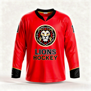 Camiseta de Hockey sobre Hielo Sublimada Lions Hockey para Hombre, Manga Larga, Cuello en V, Poliéster que Absorbe la Humedad, Ropa Deportiva, Corte Regular - Product Image 1