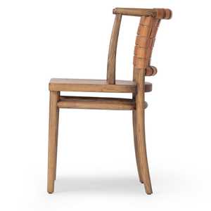 Silla de Comedor de Madera Maciza con Respaldo de Cuero Tejido, Silla Nórdica Escandinava para Cafetería, Hotel, Restaurante - Product Image 3