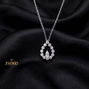 Collier Lerca Luxury Gifts plaqué or rhodié 18 carats, pendentif de fiançailles en forme de poire pour femme, diamant de laboratoire tendance, pour mariage raffiné - Product Image 1