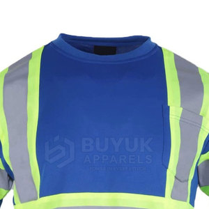 เสื้อทำงานนิรภัยสะท้อนแสงแบบมองเห็นได้ชัดเจน แขนสั้น ระบายอากาศได้ดี ผลิตจากโพลีเอสเตอร์ 100% ป้องกันไฟ - Product Image 6