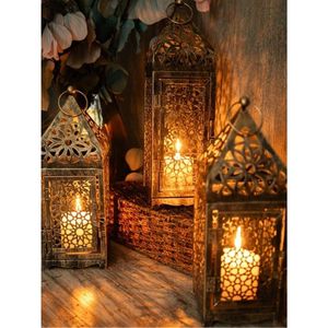 Lanterne décorative en métal style vintage, porte-bougie au design marocain pour la maison, les mariages, l'intérieur, l'extérieur, le jardin, l'éclairage de table - Product Image 1