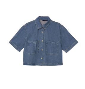 Camiseta de Manga Corta de Mezclilla para Mujer, de Alta Calidad, Transpirable, de Algodón, Informal, Estilo Urbano, Personalizable - Product Image 6