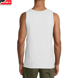 Camiseta sin Mangas para Hombre INDEX, Cuello Redondo, Diseño Color Block, Tejido de Punto, Gris Sólido y Blanco, con Bolsillo, Ropa Deportiva Casual - Product Image 2