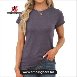Women's O-Neck Short Sleeve <b>T</b>-<b>Shirt</b> Solid Blue Knitted Casual Wear Slim Fit All Seasons - Product Image 6