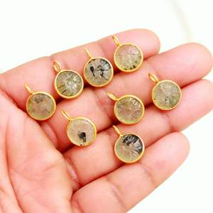 Colgante de prehnita natural tallado a mano con forma de flor, plata de ley 925, amuleto de prehnita para la fabricación de joyas, venta al por mayor, 11 mm - Product Image 5