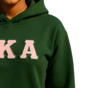 Dark <b>Green</b> Pullover Hoodie with Pink Letter Graphic Cotton Fleece Long Sleeve Hooded Sweatshirt Kangaroo Pocket Casual Winter - Product Image 2