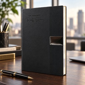 Agenda en PU noir NESCAFE One Dated, couverture rigide, journal personnalisé, cadeau d'entreprise, planificateur de bureau, cahiers, organiseur exécutif, blocs-notes - Product Image 1