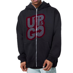 Sweat-shirt à capuche pour homme Up & Go, noir, en molleton 100% coton, coupe décontractée, poche avant, logo imprimé, vêtement d'automne - Product Image 1