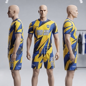 Ensemble de maillots et shorts de football personnalisés pour hommes, uniforme de football par sublimation, vêtements de sport, kit d'équipe, fabricant OEM, Good King Sport Impex Pro - Product Image 4
