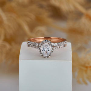 Bague de fiançailles/mariage vintage de luxe pour femme en or 14k 18k diamant cultivé en laboratoire 10k ovale IGI/GIA certifié perle bijoux fêtes - Product Image 1