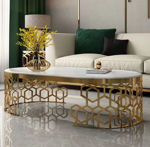 Table basse d'appoint ronde avec plateau en marbre, dotée d'un pied en laiton en forme de sablier sur une base en marbre arrondie, disponible en gros - Product Image 3